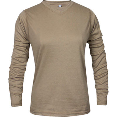 National Safety Apparel® Women's TrueComfort® FR Long Sleeve T-Shirt, M, Khaki, C54VKLSWMD