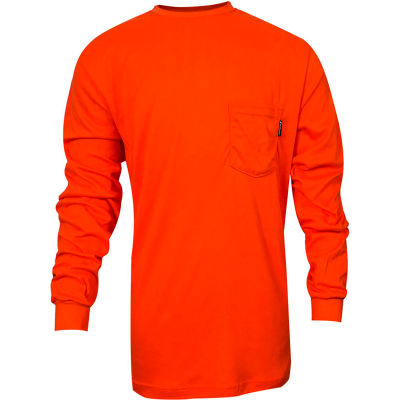 VIZABLE® Flame Resistant TrueComfort® Long Sleeve Flame Resistant T-Shirt, M, Orange