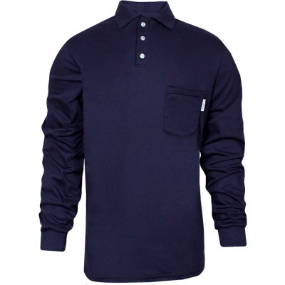 National Safety Apparel® TrueComfort® FR Long Sleeve Polo, M, Navy, C54VYPSLSSCMD