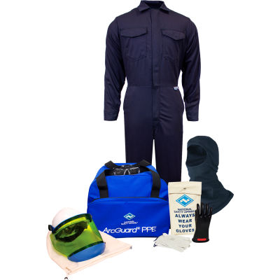ArcGuard® KIT2CV11B2X10 12 cal UltraSoft Arc Flash Kit, Coverall & Balaclava, 2XL, Glove Sz 10