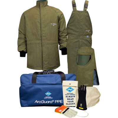 ArcGuard® KIT4SCLT40L10 40 cal RevoLite Arc Flash Kit w/ Short Coat & Bib Overall, L, Sz 10