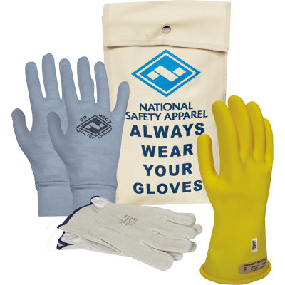 ArcGuard® Class 00 ArcGuard Rubber Voltage Glove Premium Kit, Yellow, Size 11, KITGC00Y11AG