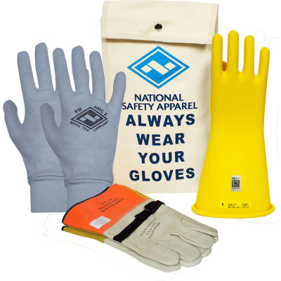 ArcGuard® Class 2 Rubber Voltage Glove Premium Kit, Yellow, Size 9, KITGC2Y09AG