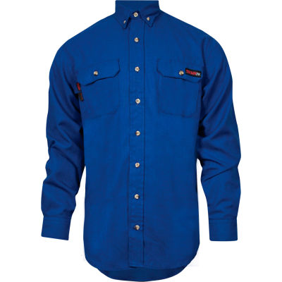 TECGEN Select® Flame Resistant Work Shirt, 5X, Royal Blue, TCG01130234