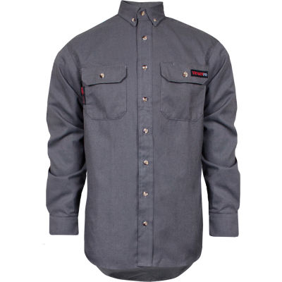 TECGEN Select® Flame Resistant Work Shirt, XL-LN, Gray, TCG01150223