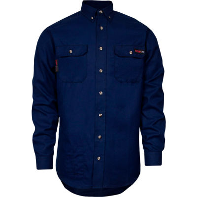 TECGEN Select® Flame Resistant Work Shirt, XL, Navy, TCG01160222