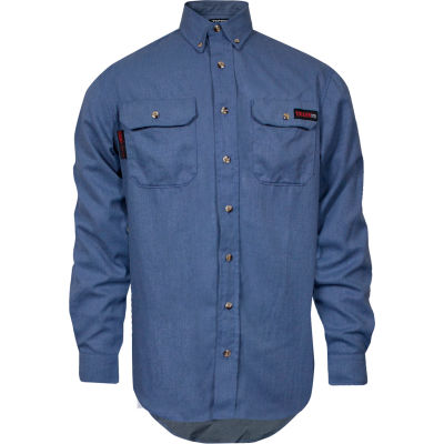 TECGEN Select® Flame Resistant Work Shirt, 4X, Light Blue, TCG01190231