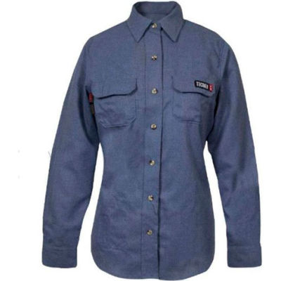 TECGEN Select® Women's Flame Resistant Work Shirt, XL, Light Blue, TCGSSWN00119XLRG00