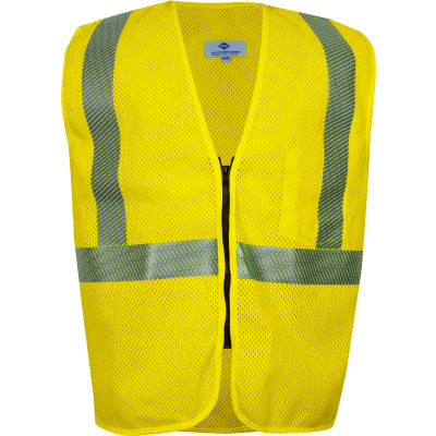 VIZABLE® FR Standard Hi-Vis Mesh Safety Vest, Zipper, ANSI Class 2, Type R, M, Yellow