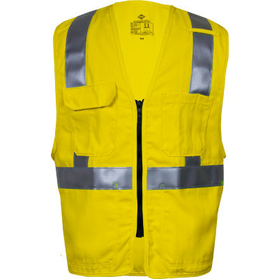 VIZABLE® Flame Resistant Hi-Vis Standard Vest, ANSI Class 2, Type R, 2XL, Yellow