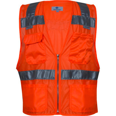 VIZABLE® Hi-Vis Deluxe Micro Mesh Road Vest, ANSI Class 2, Type R, 2XL, Orange