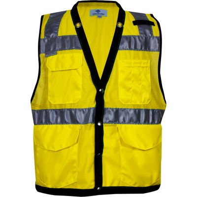 VIZABLE® Hi-Vis Mesh Tablet Vest, ANSI Class 2, Type R Type R Class 2, 3XL, Yellow