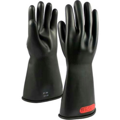 PIP Electrical Rated Gloves, Black, 14", Unlined, Smooth Finish, Beaded, Class 0, 9