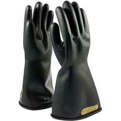 PIP Electrical Rated Gloves, Black, 14", Unlined, Smooth Finish, Beaded, Class 00, Size 9
