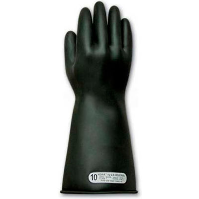 PIP Electrical Rated Gloves, Black, 14", Unlined, Smooth Finish, Beaded, Class 1, Size 12