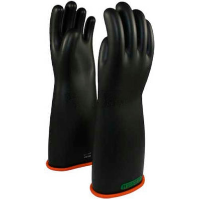 PIP Electrical Rated Gloves, Two Tone, Black W/Orange Inner Color, Rolled Cuff, Class 3, 16"L, SZ 12