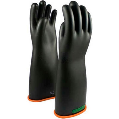 PIP Electrical Rated Gloves, Two Tone, Black W/Orange Inner Color, Rolled Cuff, Class 3, 18"L, SZ 10