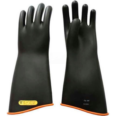 PIP Electrical Rated Gloves, Class 2, Black Over Orange, 18", Unlined, Size 9