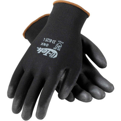 PIP® 33-B125/L G-Tek® GP General Duty Nylon Glove, Polyurethane Coated, Black, L
