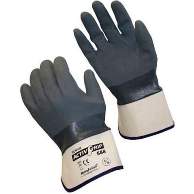 PIP Micro-Finish Grip Nitrile Coated Gloves, 56-AG588, S, Gray/White, 12 Pairs