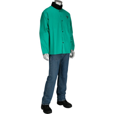 Ironcat 30" Irontex® Flame Retardant Cotton Jacket, Green, XL, All Cotton