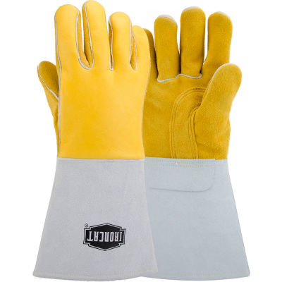 Ironcat Top Grain Elk Welding Gloves, Gold, XL, All Leather - Pkg Qty 6