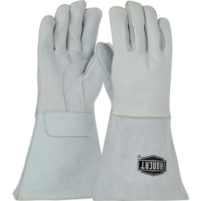 Ironcat Top Grain Elk Welding Gloves, Pearl, Large, All Leather - Pkg Qty 6