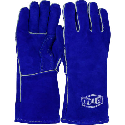 Ironcat Insulated Slightly Select Cowhide Welding Gloves, Blue, Large, All Leather - Pkg Qty 12