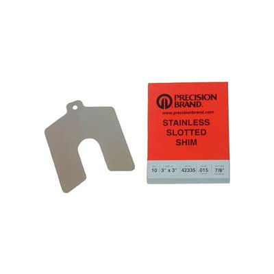 2" x 2" x 0.003" Stainless Steel Slotted Shim (Pack of 20) - Made In USA