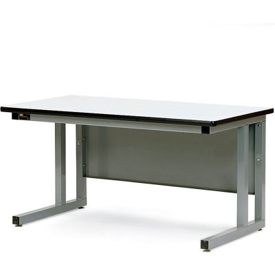 Pro-Line 60x30 CHD6030P-A31 Fixed Height Cantilever Heavy Duty Plastic Laminate Top Workbench- Gray
