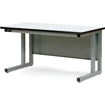 Pro-Line 72x30 CHD7230P-A31 Fixed Height Cantilever Heavy Duty Plastic Laminate Top Workbench- Gray