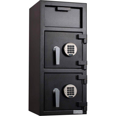 Protex FDD-3214 II Narrow Body Dual Door Depository Safe With Electronic Lock 14" x 14" x 32" Gray
