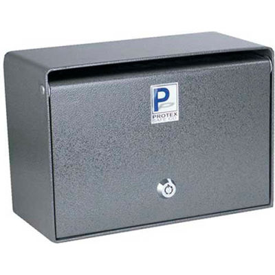 Protex Wall Mounted Depository Drop Box SDB-200 with Tubular Lock - 10"W x 5"D x 6-3/4"H, Gray