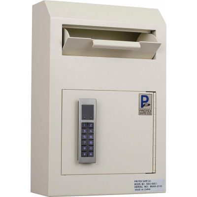 Protex Wall Mount Drop Box with Electronic Lock WDS-150E II 10" x 4-1/4" x 15" Beige