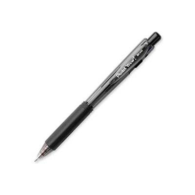 Pentel® Wow! Ballpoint Retractable Pen, Rubber Grip, Medium, Black Ink, Dozen