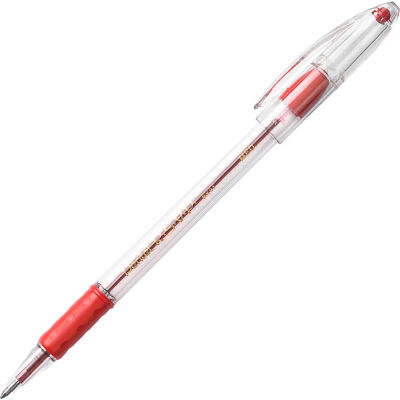 Pentel® RSVP Red Ink Clear Barrel Ballpoint Stick Pen, Medium Point