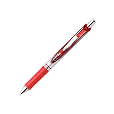 Pentel® EnerGel Liquid Retractable Gel Ink Pen, Metal Tip, Refillable, 0.7mm, Red Ink