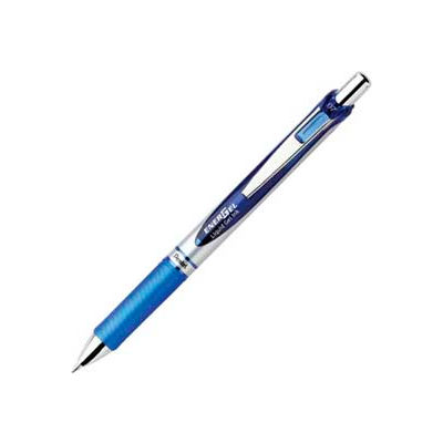 Pentel® EnerGel Liquid Retractable Gel Ink Pen, Metal Tip, Refillable, 0.7mm, Blue Ink