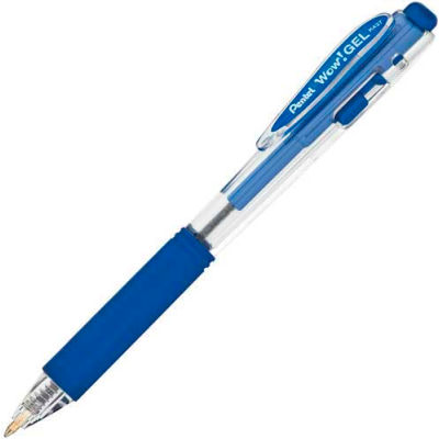 Pentel® Wow! Permanent Gel Pen, Medium, Blue Barrel/Ink, Dozen