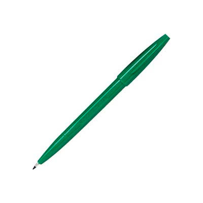 Pentel® Sign Pen, Water-Based Ink, Fiber Tip, Fine, Green Barrel/Ink, Dozen