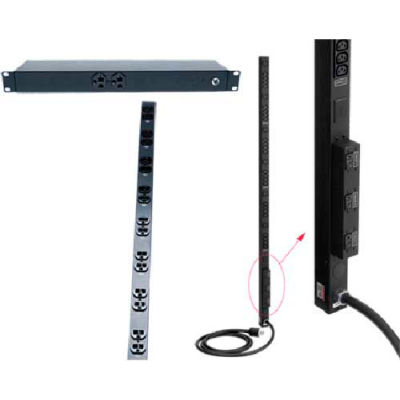 Hoffman DP1N120615 PDU, 15A, 6 outlet, 12"L, Steel/Black
