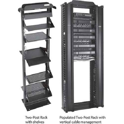 Hoffman EDR19FM51U Open LAN Rack, 19 inx51RU, 96.00x20.25x15.00, Alum/Black