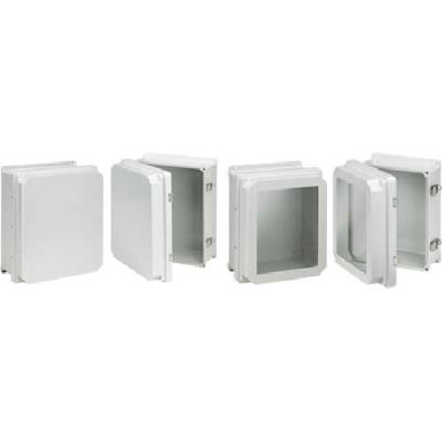 Hoffman RHJ1614HWPL2LG Raised Hinged Latch Cvr Encl, 17.31x15.30x8.19, Fiberglass