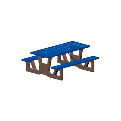 96" Gray Concrete Table Frame w/ Blue Steel Mesh Seat & Top