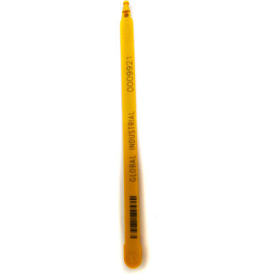 Global Industrial Fixed Length Plastic Truck Seal, 7.5" Yellow, 60Lbs Pull Force, 100/Pack