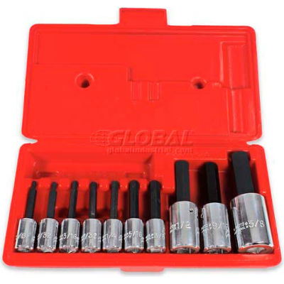 Proto J4900A 3/8" & 1/2" Drive 10 Piece Hex Bit Set, W/Case