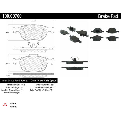 Centric Original Equipment Formula Brake Pads with Hardware, Centric Parts 100.09700