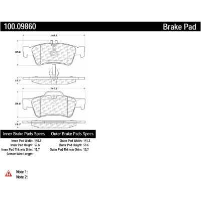 Centric Original Equipment Formula Brake Pads with Hardware, Centric Parts 100.09860
