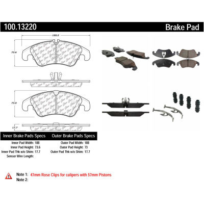 Centric Original Equipment Formula Brake Pads with Hardware, Centric Parts 100.13220