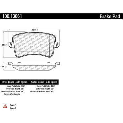 Centric Original Equipment Formula Brake Pads with Hardware, Centric Parts 100.13861